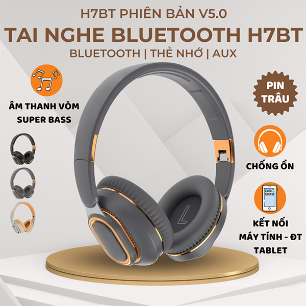 Tai Nghe Chụp Tai Headphone Bluetooth Không Dây Có Mic H7BT