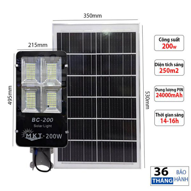 Đèn đường năng lượng mặt trời BC-200W